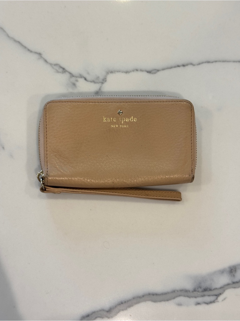 Kate Spade Cobble Hill zip around wristlet wallet affogato